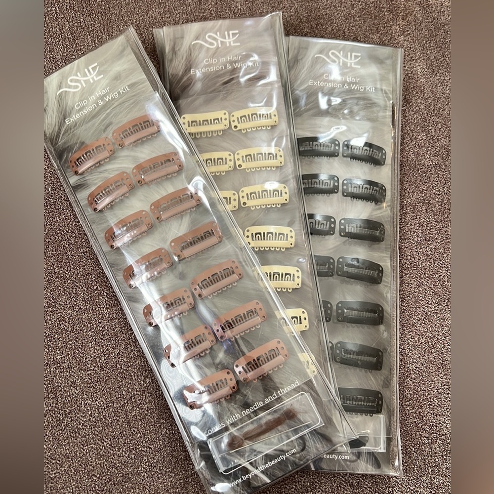 NEW SHE clip in hair extension & wig kit BLACK